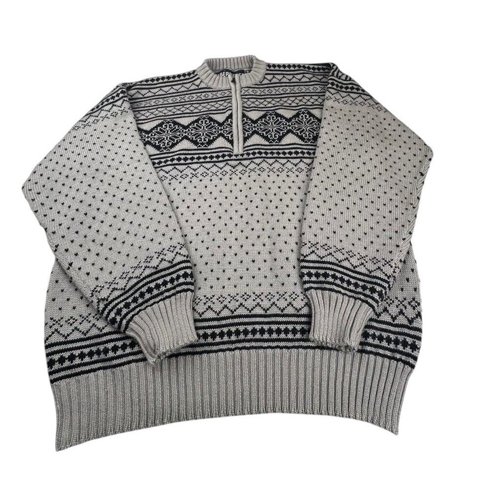 Vintage Obermeyer Men’s Toronto Fair Isle Wool Blend Sweater 1/4 Zip Sz XL